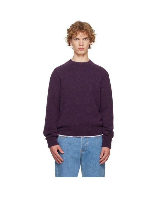 Dries Van Noten Purple Alpaca Sweater for men