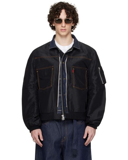 Sacai Levi's Edition Denim & Nylon Twill Reversible Jacket in