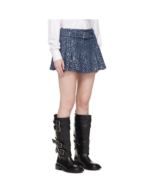 Charles Jeffrey Blue Pleated Rara Denim Miniskirt