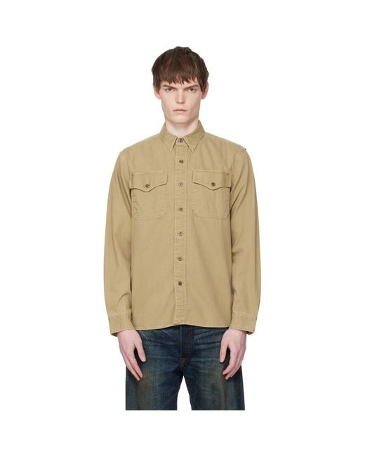 RRL Natural Twill Officer's Work Shirt for men