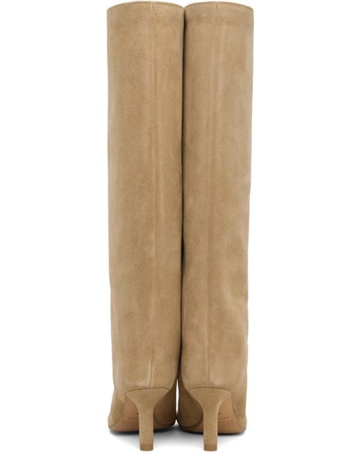 MM6 by Maison Martin Margiela Natural Tan Anatomic Slip-On Suede Tall Boots