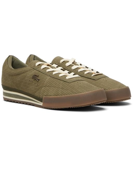 Lacoste Black Khaki Aura Leather Sneakers for men