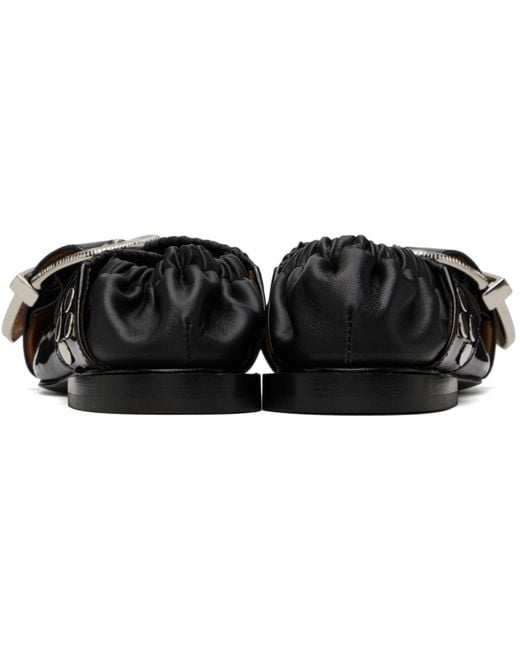 Toga Black Buckle Ballerina Flats