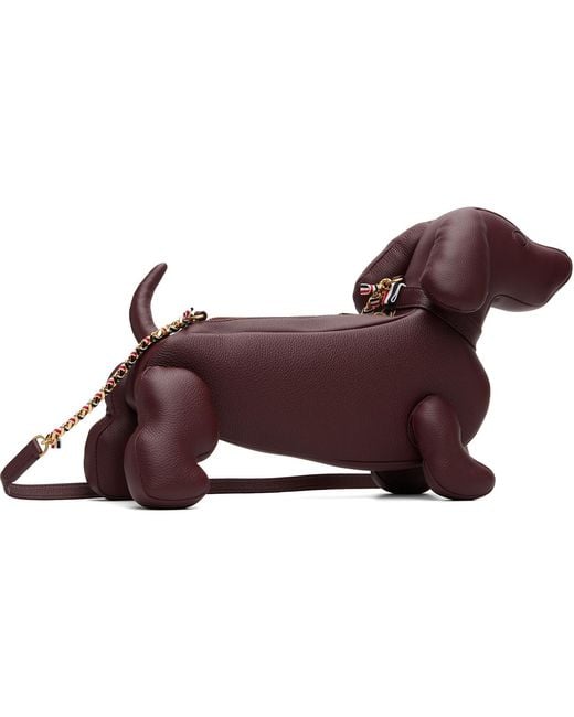 Thom Browne Purple Burgundy Soft Pebble Grain Leather Mini Hector Bag