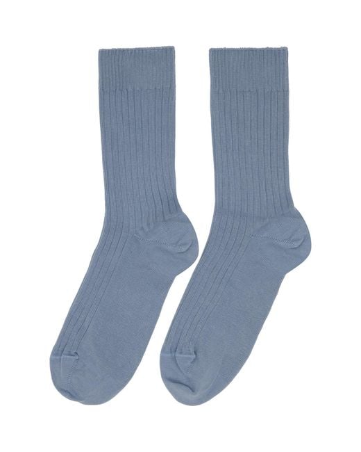 Baserange Blue Three-Pack Cotton Rib Overankle Socks