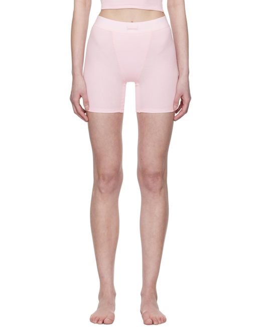 Skims ピンク Cotton Rib ボクサーショーツ Pink