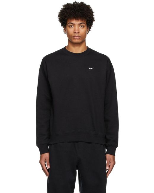 Nike Cotton Solo Swoosh Heavyweight Sweatshirt in Black/White (Black ...