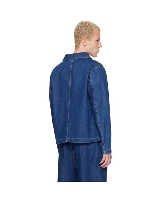 Merz B. Schwanen Blue Cropped Worker's Denim Jacket for men