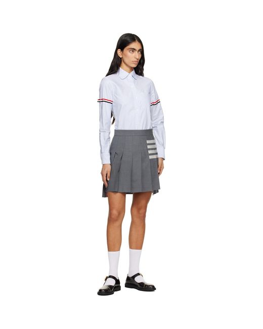 Thom Browne Black Plain Weave 4-Bar Pleated Miniskirt