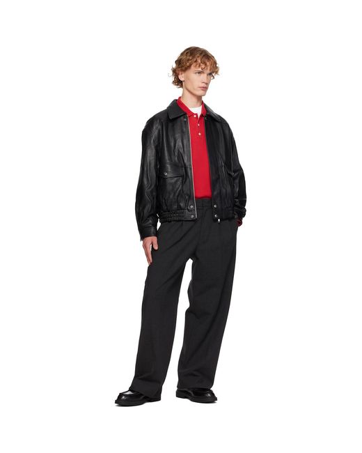 DUNST Black Oversized Vintage Leather Jacket for men