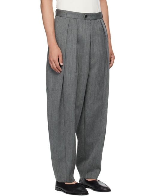 Hed Mayner Gray Wool Trousers for men