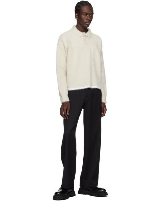 Jacquemus Black Off-white Le Papier 'le Polo Neve' Polo for men