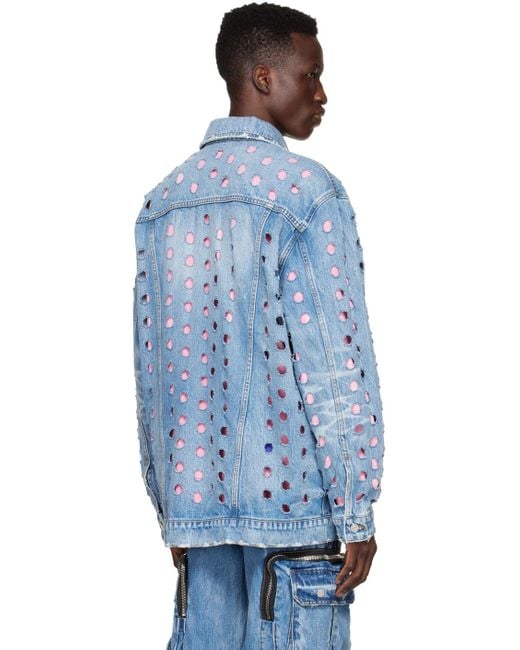 we11done Blue Logo Denim Jacket for men