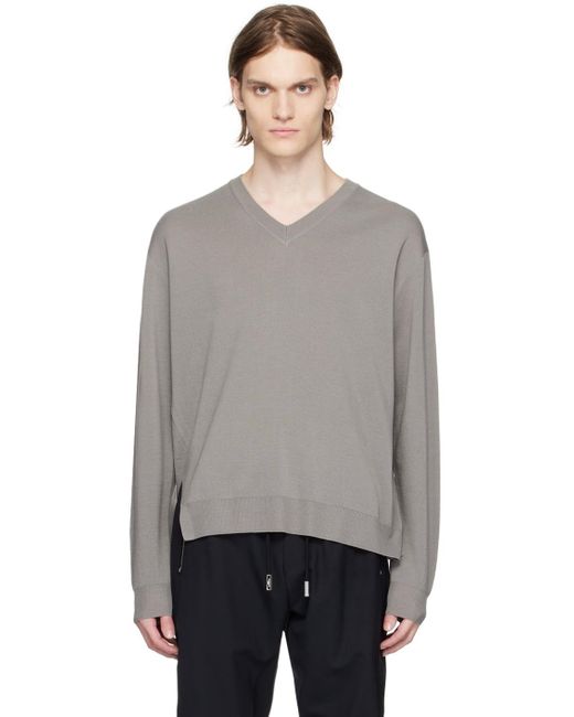 Wooyoungmi Black Gray V-neck Sweater for men
