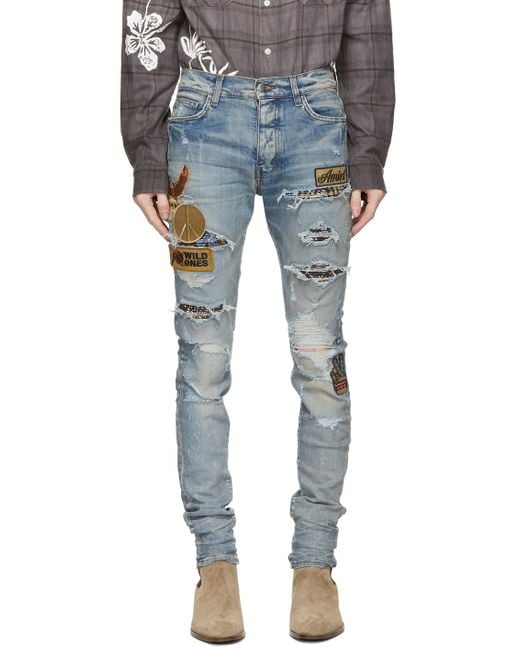 Amiri Denim Indigo Biker Patch Jeans in 