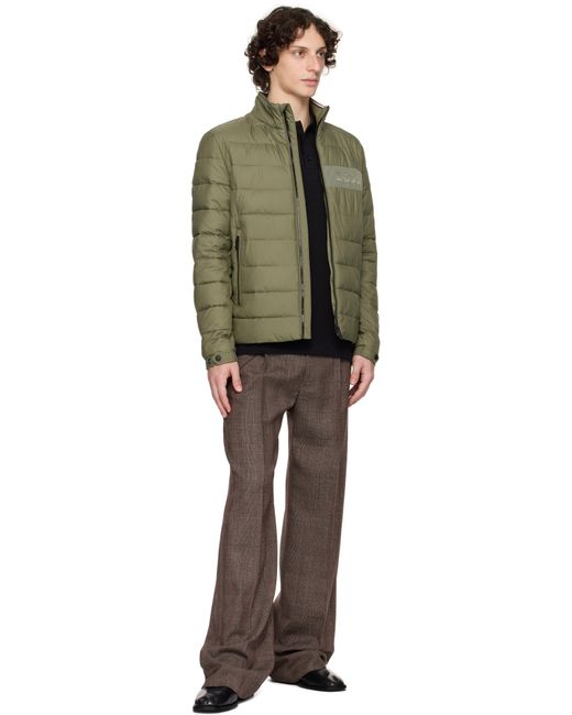 Boss Green Khaki Water-Repellent Regular-Fit Logo Puffer Jacket for men