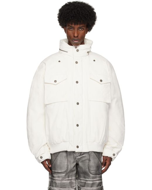 Guess White Cotton Ripstop Parka Jacket for men