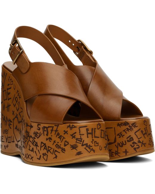 Chloé Brown Maxime Wedge Sandals