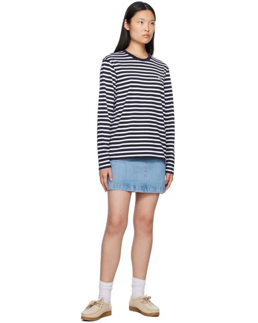 Maison Kitsuné ネイビー&ホワイト フォックスヘッド 長袖tシャツ Black