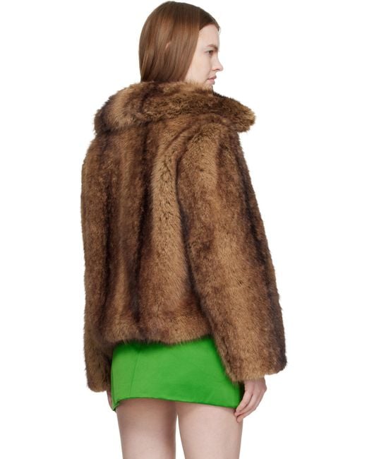Sandy Liang ブラウン Kensington フェイクファー ジャケット Green