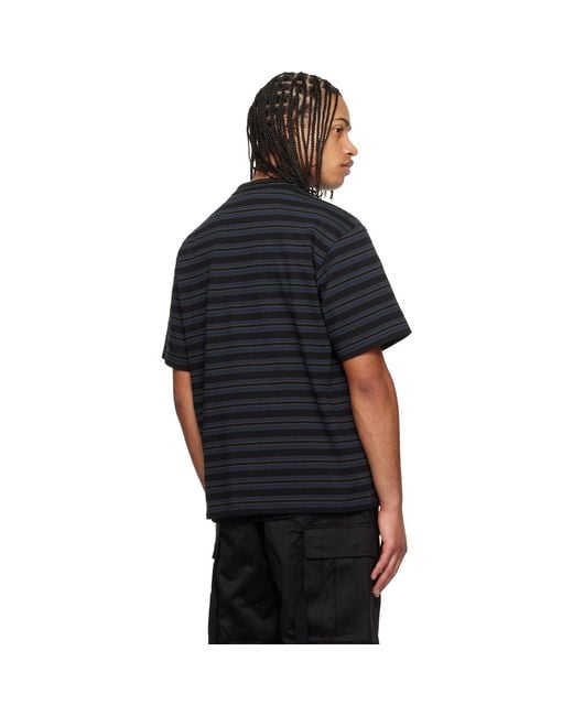 Sacai Black Horizontal Stripe T-Shirt for men