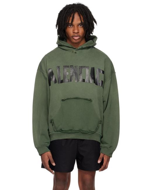 Balenciaga Green Tape Type Ripped Pocket Hoodie for men