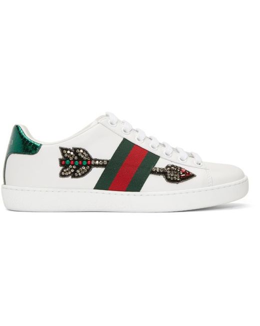 Gucci Multicolor Ace Arow-embroidered Leather Sneakers