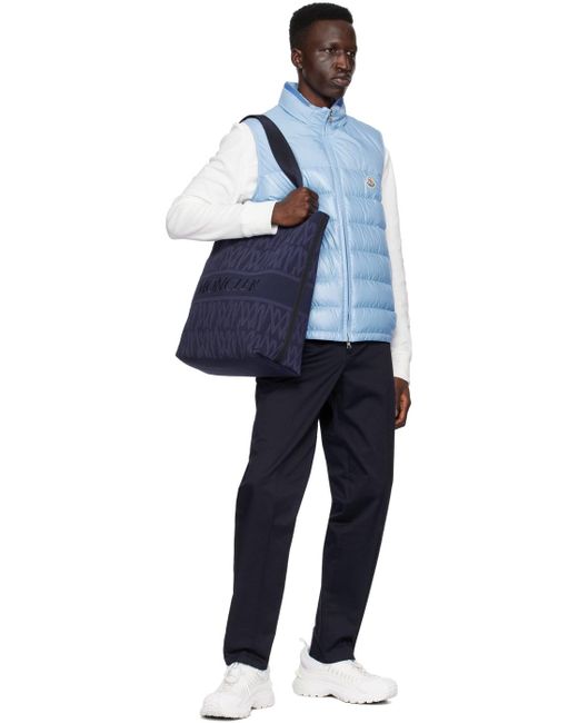 メンズ Moncler ネイビー ニット トートバッグ Blue