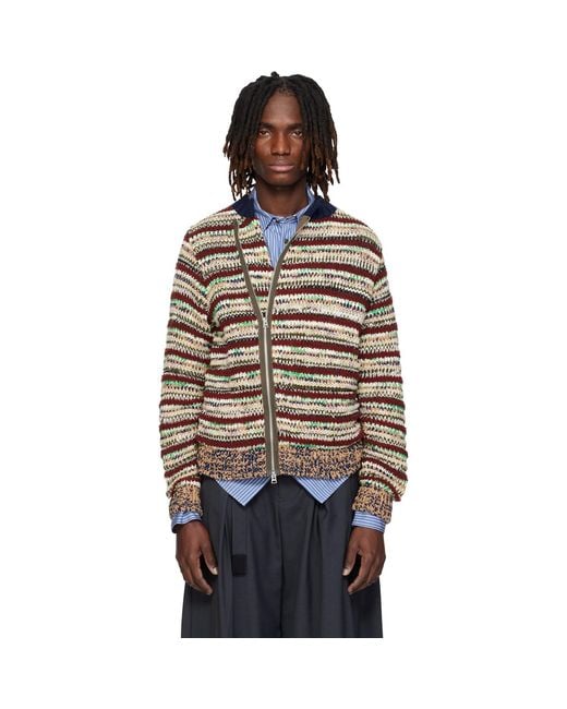 Sacai Multicolor Mix Knit Blouson Cardigan for men