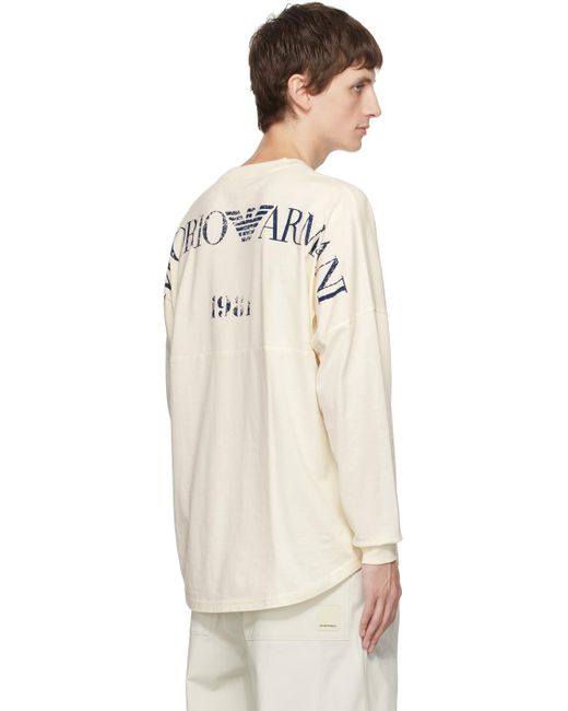 Emporio Armani Natural Beige Drop Shoulder Long Sleeve T-shirt for men