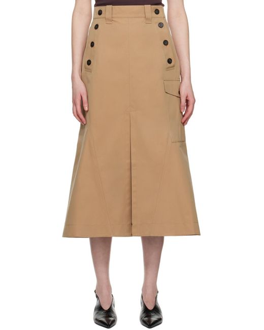 Erdem Natural Tan Cargo Pocket Midi Skirt