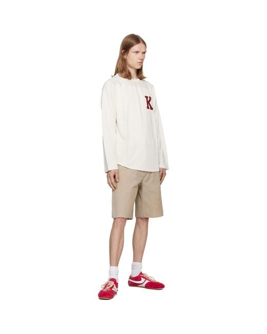 KENZO White Off- Paris Varsity' Long Sleeve T-Shirt for men