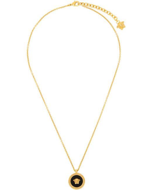 Versace Multicolor Gold & Black Enamel Medusa Necklace for men