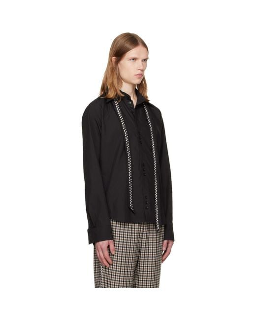 AV VATTEV Black Detachable Collar Scarf Shirt for men