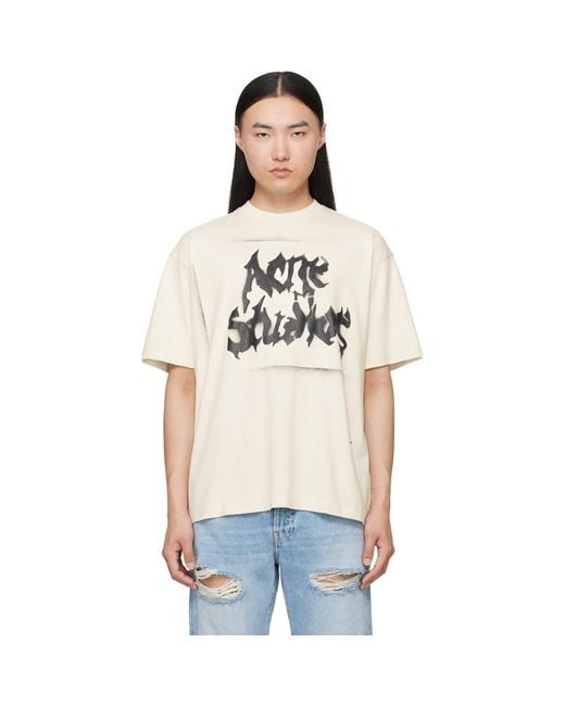Acne Multicolor Off- Gothic Logo T-Shirt for men