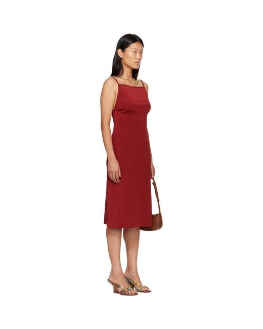 Ferragamo Red Knitted Slip Midi Dress