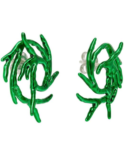 Hugo Kreit Green Ssense Exclusive Mini Coral Twist Earrings for men