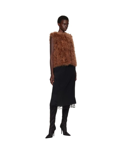 Yves Salomon Brown Tan Cropped Feather Gilet Vest