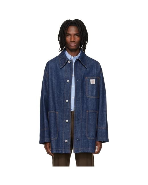AMI Blue Heritage' Label Denim Worker Jacket for men