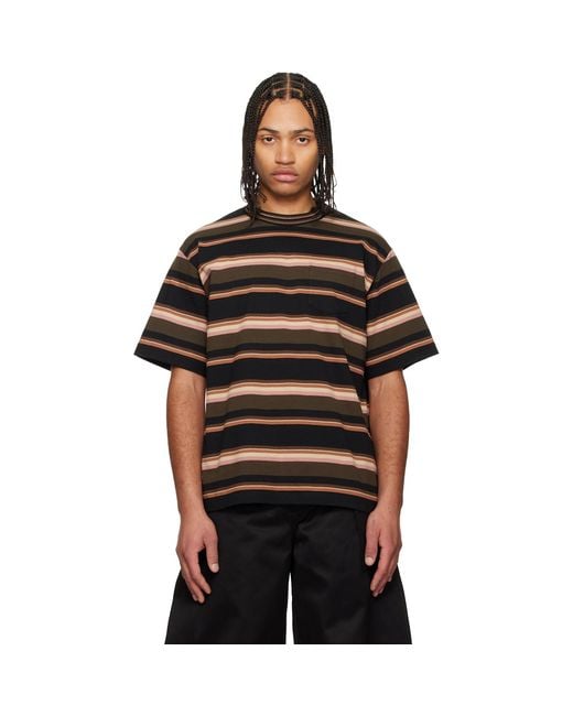 Sacai Black Horizontal Stripe T-Shirt for men