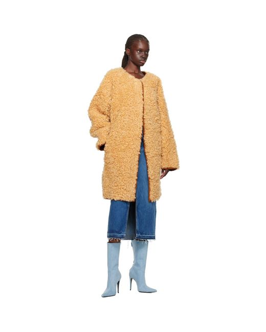 Stand Studio Blue Beige Paola Faux-fur Coat