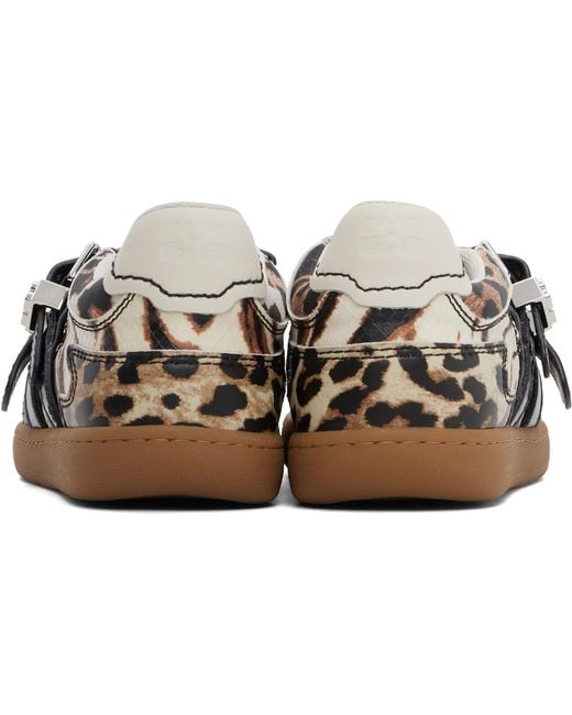 Ganni Brown Off- Sue Double Strap Sneakers