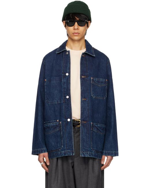 Drake's Blue Indigo Five-pocket Denim Jacket for men