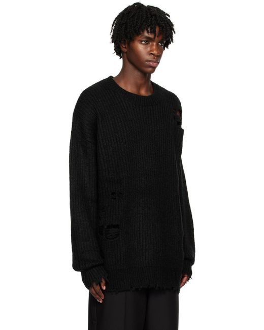 Izzue Black Distressed Sweater for men