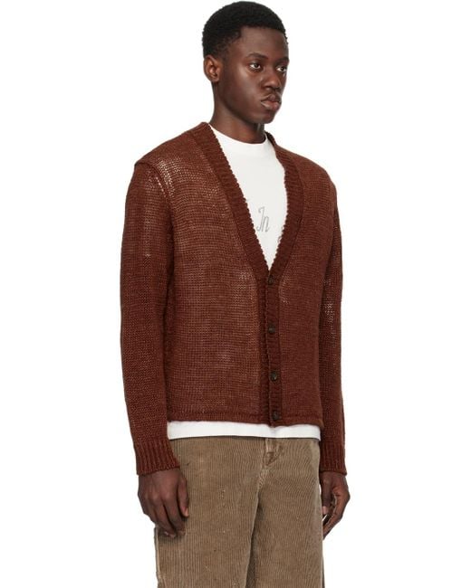 Our Legacy Brown Burgundy Academy Cardigan for men