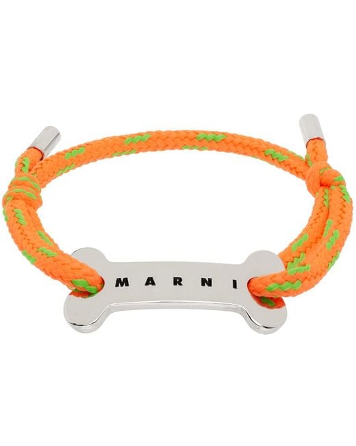Marni Black Orange Cord Bracelet for men