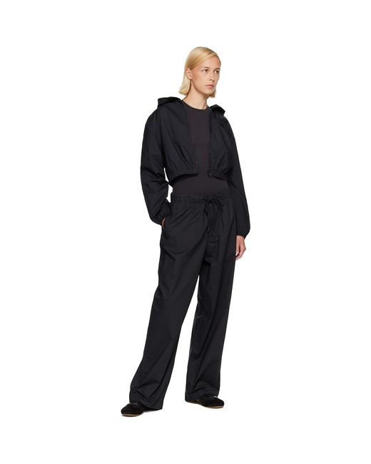 Skims Black Woven Cotton Cropped Zip Up Jacket