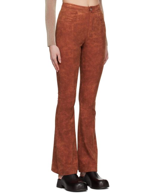 ANDERSSON BELL Red Paneled Faux-leather Trousers