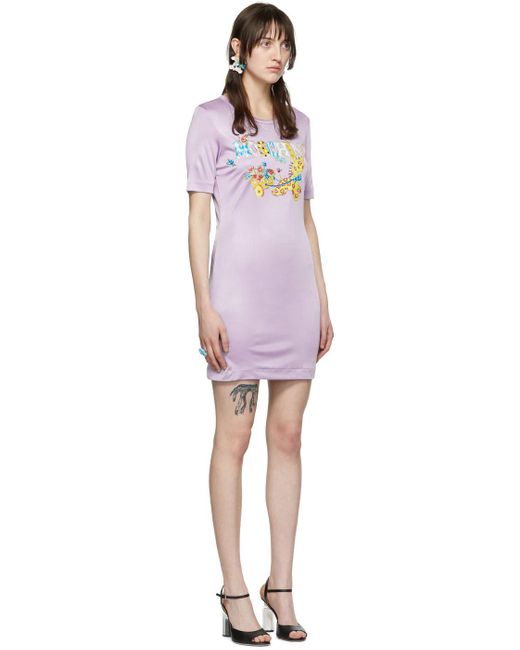 Moschino パープル ビスコース ミニワンピース Black