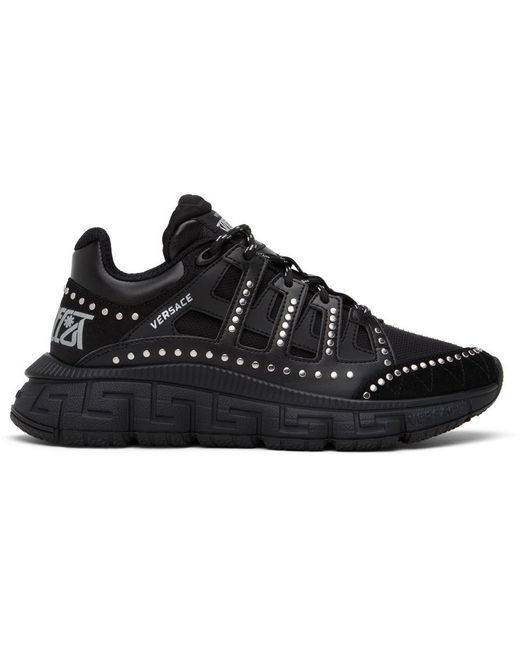Versace Black Studded Trigreca Sneakers for Men Lyst